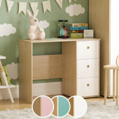 Computer Desk 3 Drawer Dressing PC Table Study Homework Writing Station Kids
