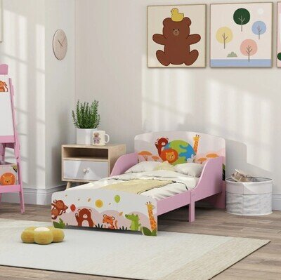 AIYAPLAY Toddler Bed Cute Animal-Themed Kids Bed Frame 143 x 77 x 60cm Pink New