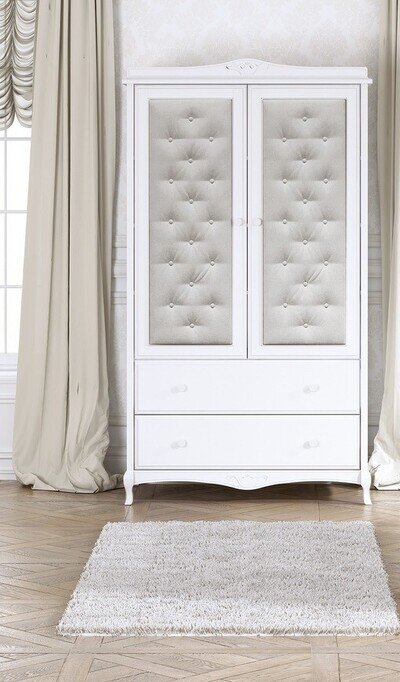 Wardrobe - BÉBÉCAR TRAMA Classic Range - White (Grey Padding) REDUCED PRICE!