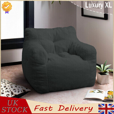 Adults Teddy Velvet Armchair Bean Bag Chair Luxury XL Beanbag Living Room Seat
