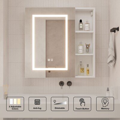 LED Bathroom Mirror with Demister Illuminated Light Wall Mounted Bathroom White