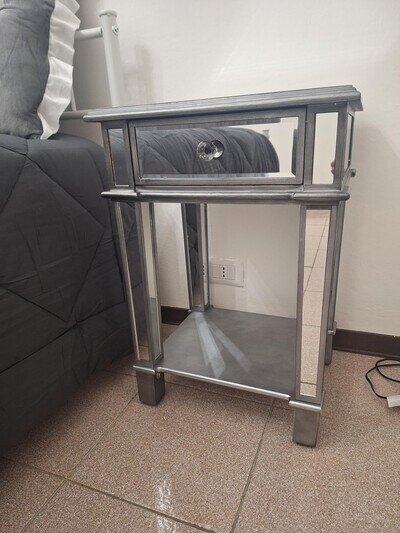 Luxury Mirrored Nightstands Modern Bedside Table Bedroom Living Room Furniture