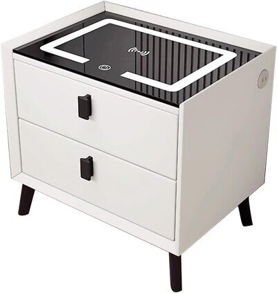 Bedside Charging with Smart Table Drawers Bedroom Modern 2 Phone Furniture Light