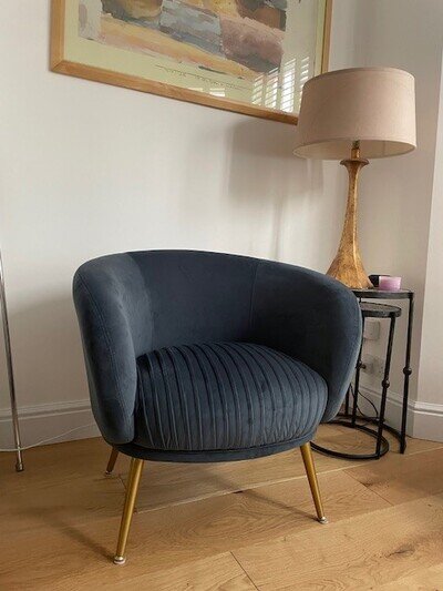 Blue/Grey velvet like accent chair - from Dunhelm - never used it