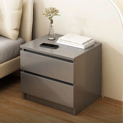 Grey Wooden Bedside Table Cabinets 2 Drawer Nightstand Bedroom Storage Furniture