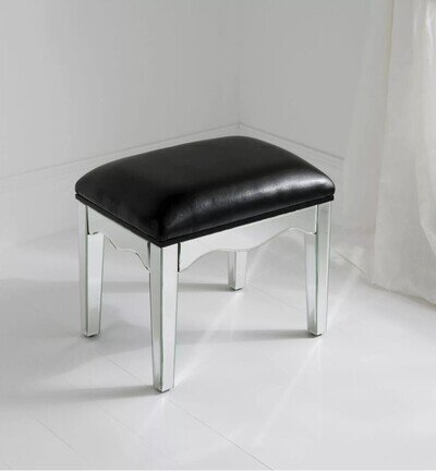 Romano Plain Mirrored Stool | Vanity Stool | Bedroom Stool | Homesdirect365