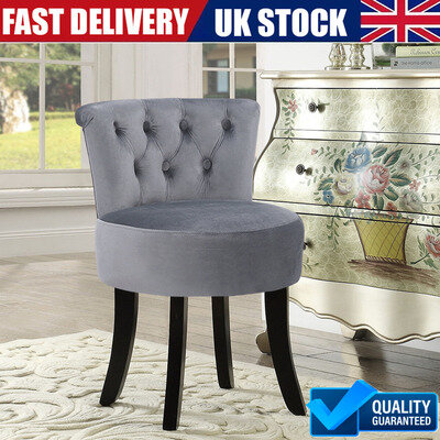 Velvet/Linen Dressing Chair Table Bedroom Makeup Vanity Stool Dinner Padded Seat