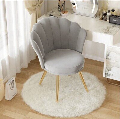 Velvet Accent Chair With Gold Metal Legs •Vanity Chair For Makeup Room •