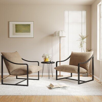 2pcs Accent Chairs Metal Frame Upholstered Chair for Living Room Bedroom