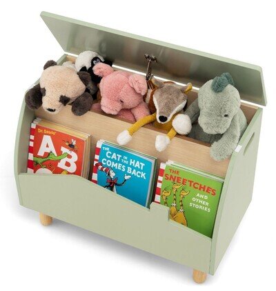 Costway Multifunctional Kids Green Toy Box with Safety Hinge for Playroom