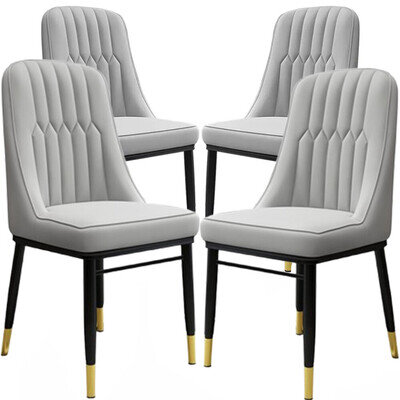 2/4/6X Dining Chairs Faux leather Padded Seat Metal Legs Kitchen Home Furniture