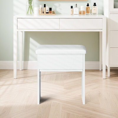 Smilesun Dressing Table Stool w/ Flip-top Storage Padded Makeup Vanity Stool