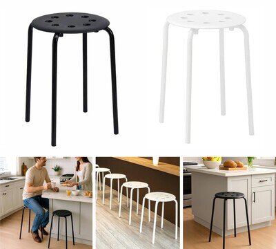 Stackable Stool Round Seat Top Backless Design Metal Leg home office work outdoo