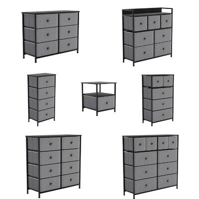 Modern Fabric Chest of Drawers Dresser Storage Grey & Black Bedroom Furniture Modern Fabric Chest of Drawers Dresser Storage Grey & Black Bedroom Furniture