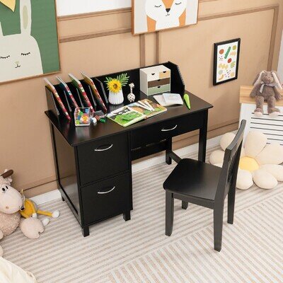 Kids Study Desk and Chair Set Children Wooden School Learning Table Writing Desk Kids Study Desk and Chair Set Children Wooden School Learning Table Writing Desk