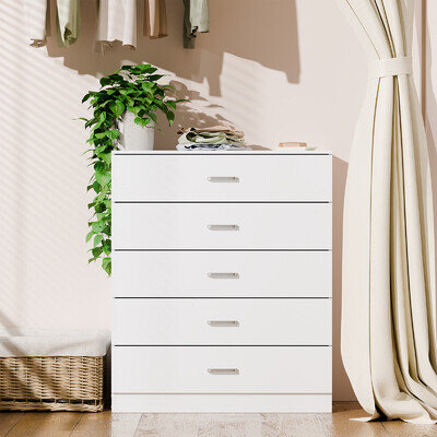 Modern Chest Of Drawers White 5 Drawer Metal Handles Runners Bedroom Furniture Modern Chest Of Drawers White 5 Drawer Metal Handles Runners Bedroom Furniture