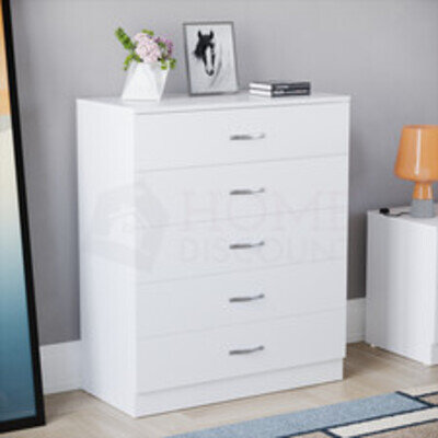 Riano Chest Of Drawers White 5 Drawer Metal Handles Runners Bedroom Furniture Riano Chest Of Drawers White 5 Drawer Metal Handles Runners Bedroom Furniture