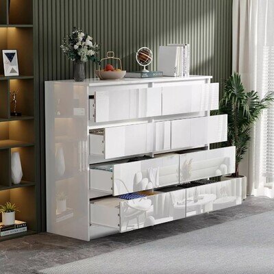 High Gloss Chest of 8 Drawer Bedside Cabinet Storage Bedroom Furniture 2 Colors High Gloss Chest of 8 Drawer Bedside Cabinet Storage Bedroom Furniture 2 Colors