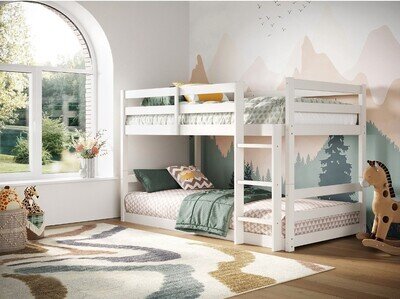Flair Shasha Low Wooden Bunk Bed - White Brand New Boxed Flair Shasha Low Wooden Bunk Bed - White Brand New Boxed