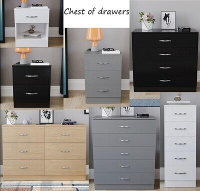 Vida Designs Riano Chest of Drawers Bedside Drawers Bedroom Storage Cabinet