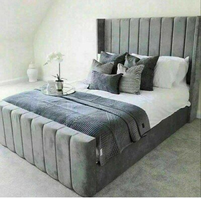 3FT OTTOMAN STORAGE BED/HEADBOARD & ORTHOPEDIC MATTRESS - PLUSH GREY VELVET.