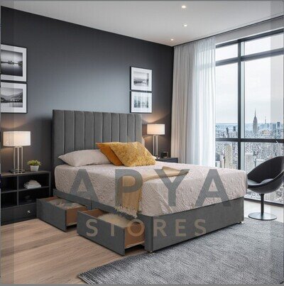 ORTHOPAEDIC DIVAN BED SET WITH MATTRESS AND HEADBOARD 3FT 4FT6 Double 5FT King