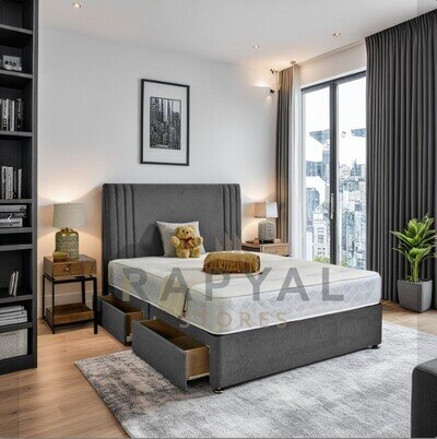 ORTHOPAEDIC DIVAN BED SET WITH MATTRESS AND HEADBOARD 3FT 4FT6 Double 5FT King