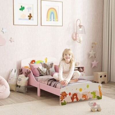 AIYAPLAY Cute Animal-Themed Toddler Bed, With Safety Rails, 143 X 77 X 60cm