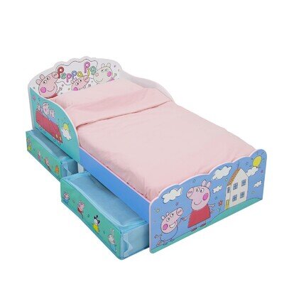 Peppa Pig Toddler Bed Kids Junior Cot Bed Frame Bedroom Furniture with Storage