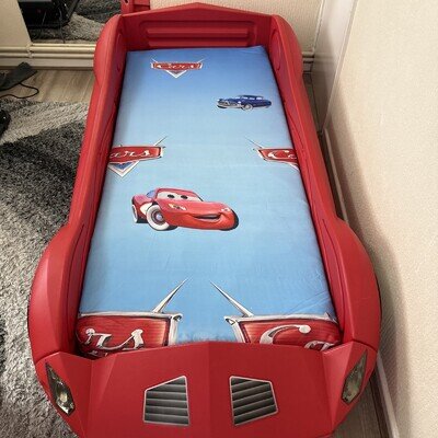 Kids Storm Plastic Childrens Junior Racing Car Bed With Working Headlights