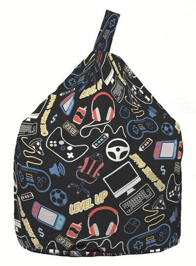 Bean Lazy ® 100% Cotton Child Size Black Gaming Print Bean Bag with Filling