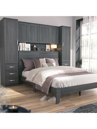 Camberley Overbed Wardrobe Dark Oak Elegant Space-Saving Bedroom Storage