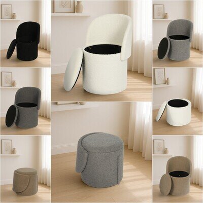 3 in 1 Malibu Teddy Ottoman Multipurpose Storage Box Seat Stool Toys Organizer