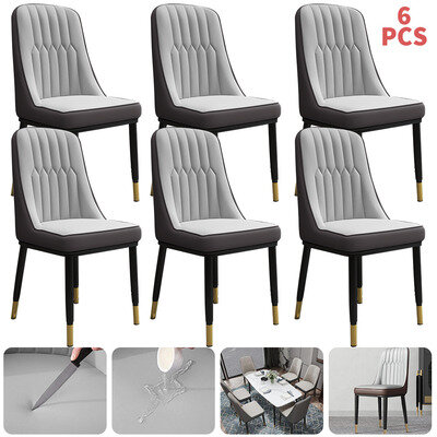 6X Faux Leather Dining Chairs PU Padded Dining Room Kitchen Chair Set Family UK