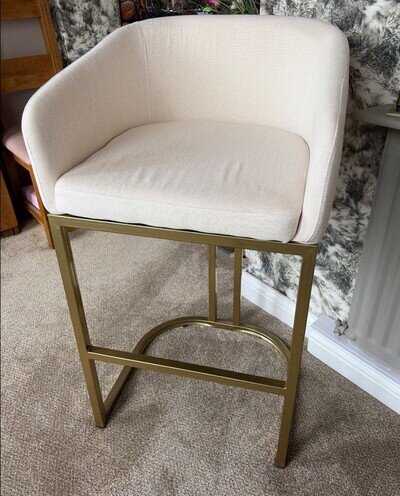 Bedroom Stool Chair - Cream/gold