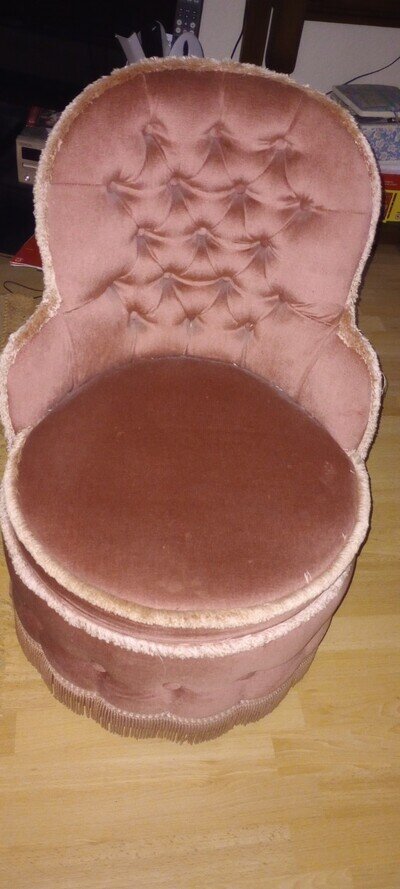 Pink Velour Rounded Back Chair for Bedroom On Castors
