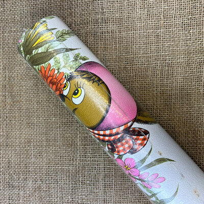 2 X VINTAGE WALLPAPER ROLLS RETRO KITSCH RABBIT CARTOON FLORAL CHILDRENS 60/70s
