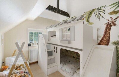 House Themed Bunk Bed With Storage And Slide