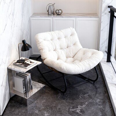 Rocking Chair with Cushion Comfortable Lounge Armchair for Living Room Home