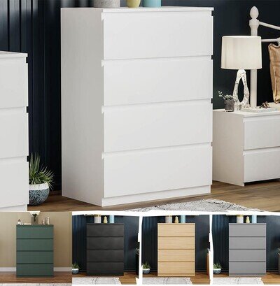 Vida Designs Denver 4 Drawer Chest of Drawers Storage Cabinet Bedroom Furniture