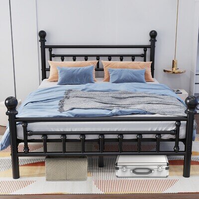 Heavy Duty Bed Frames with Headboard and Footboard, 3/4.6/5FT Metal Platform