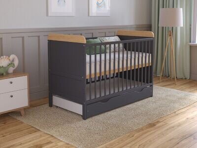 Levi | Convertible Baby Cot Bed - 120x60cm Modern Convertible Cot Bed