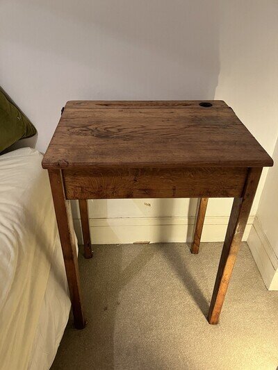 Vintage School Desk With Folding Lid Bedside Table