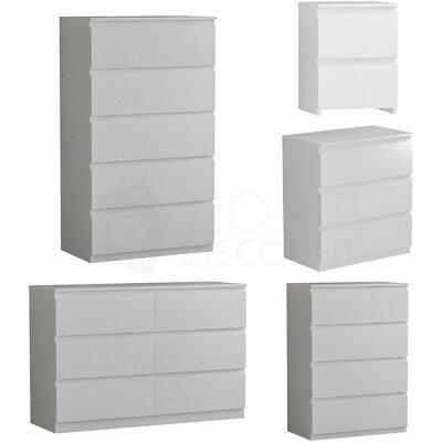 Modern White Chest of Drawers Bedside Table Bedroom 2 3 4 5 6 8 Drawer Cabinet