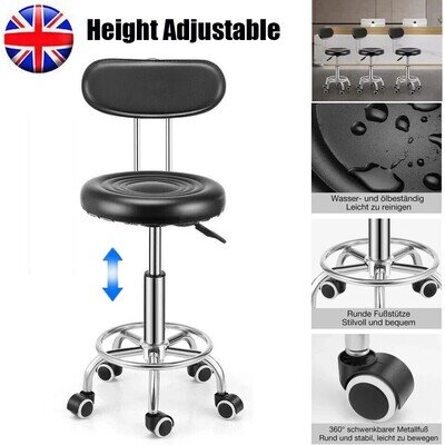 Rolling Stool Wheels Salon Chair Swivel Stool with Back Height Adjustable Chair