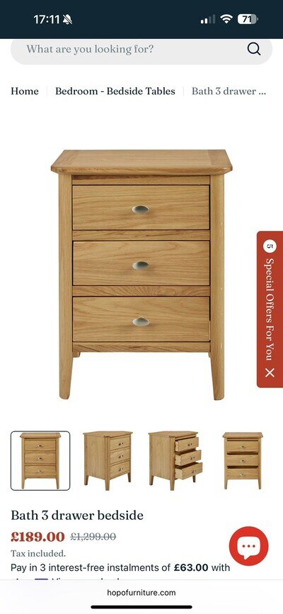 Bedside cabinet/table rrp £130/190