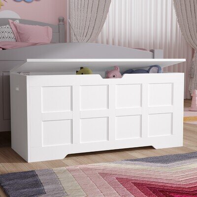 Shaker Style Storage Chest Large Wooden Blanket Toy Box with Soft Close Hinges