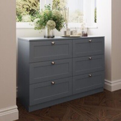 6 Drawer Chest of Drawers Matt Grey Modern Bedroom Furniture Shaker Style
