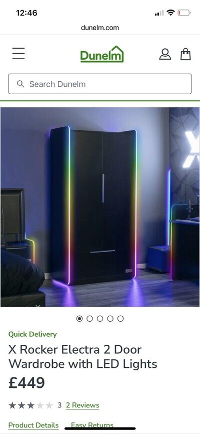 X ROCKER LED Wardrobe With 40+ Different Light Settings, Good Condition,No Marks