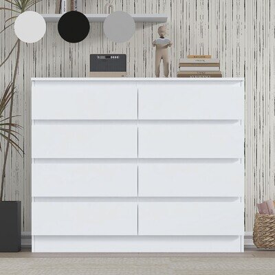 Modern Wooden Chest of Drawers Tall Wide 8 Drawer Bedroom Furniture Cabinet